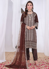 Impressions By Schick Embroidered Chiffon 3 Piece Semi Stitched Suit SDH25ILC HE-02